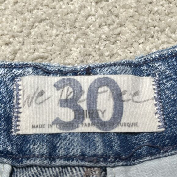 Free People Rory Slim Straight Jeans Wo's 30 Tab Cuff Hems Seamed Button Pockets - Picture 6 of 16